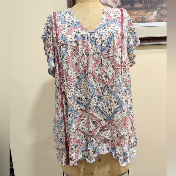 Oddy Floral Geometric Print Blouse - Picture 1 of 8